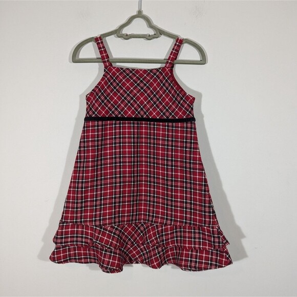 Gymboree Girls Dress Size 3 Holiday Red Plaid Sleeveless (see measurements) - Picture 2 of 5